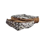 Cama Clásica X-Large Café y Gris con Patitas y Huesitos de Colores