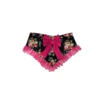 Bandana Floreada Negra y Rosa