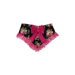 Bandana Floreada Negra y Rosa
