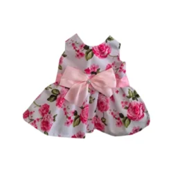Vestido de Huasa Blanco y Flores Rosas