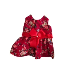 Vestido de Huasa Floreado Burdeo
