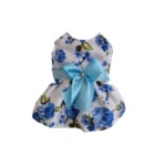 Vestido de Huasa Floreado Blanco y Flores Azules