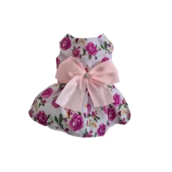 Vestido de Huasa Blanco y Flores Moradas